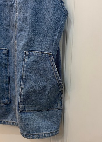 Kadın Mavi Denim Askılı Midi Salopet - Görsel 2