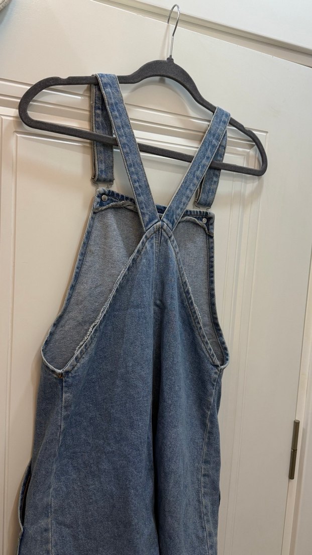 Kadın Mavi Denim Askılı Midi Salopet - Görsel 3