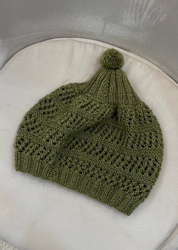 Yeşil Örgü Bohem Bere - Görsel 2