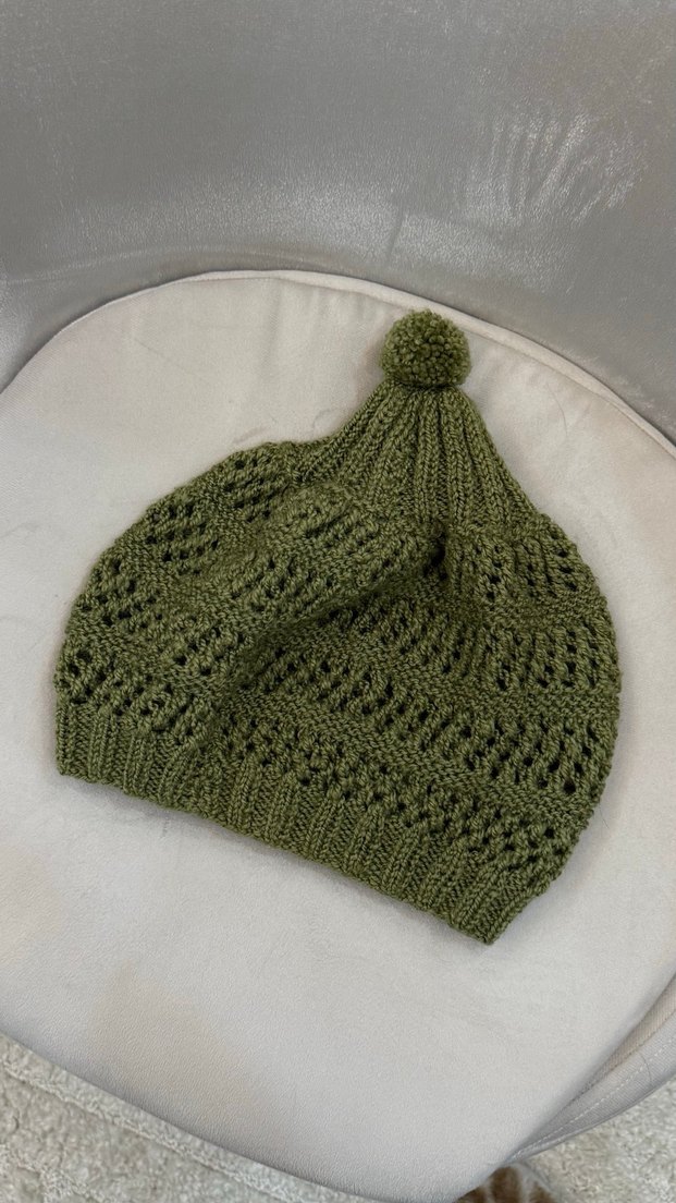 Yeşil Örgü Bohem Bere - Görsel 2