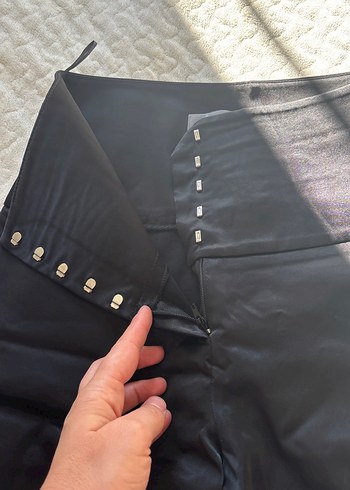 Adil ışık Siyah Kadın Midi saten Tayt - Görsel 3