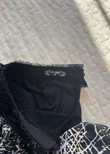 Desenli Siyah Uzun Kollu Gotik Elbise - Görsel 7