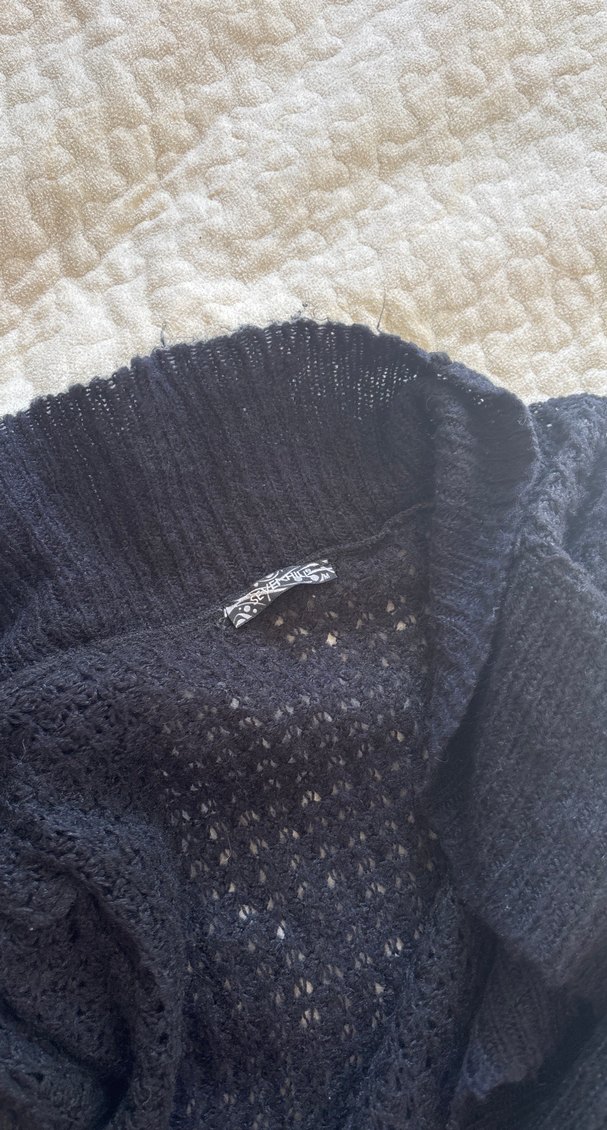 Siyah Triko Uzun Kadın Hırka sevenhill marka - Görsel 3