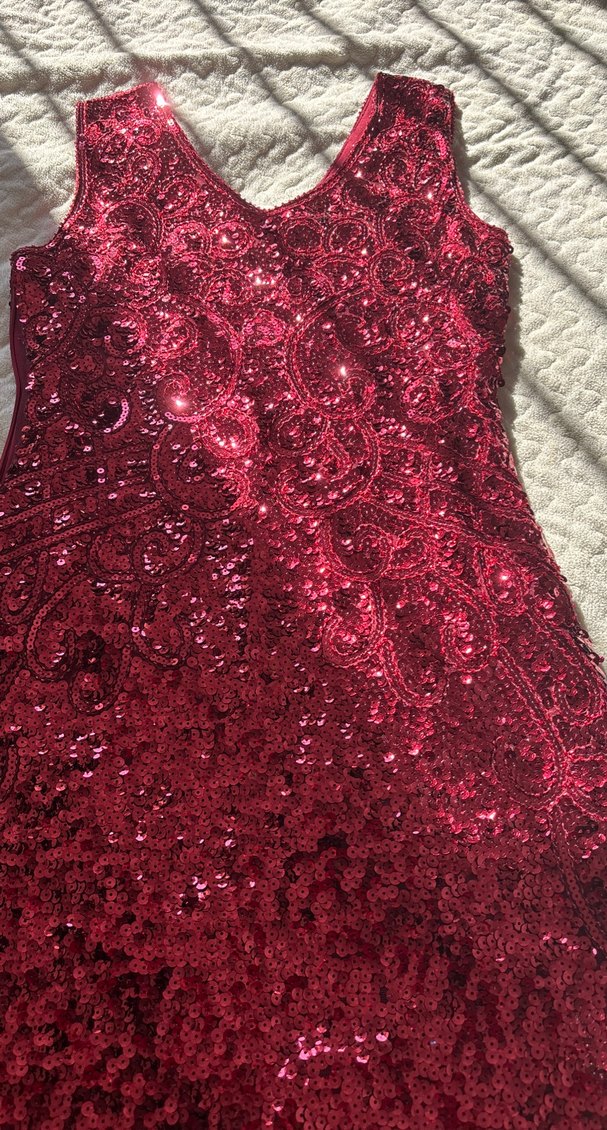 Püsküllü Bordo Midi Abiye Elbise - Görsel 3