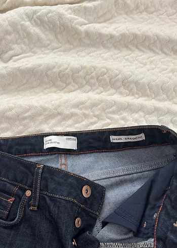 Düğmeli Lacivert erkek Denim Pantolon - Görsel 3