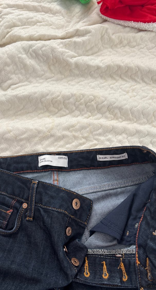 Düğmeli Lacivert erkek Denim Pantolon - Görsel 3