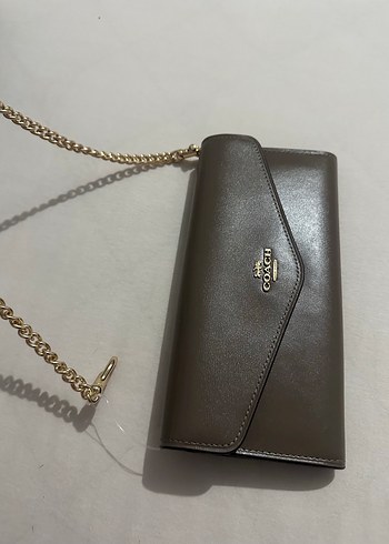 Coach Zincir Detaylı Kahverengi Deri Kadın Çanta - Görsel 5