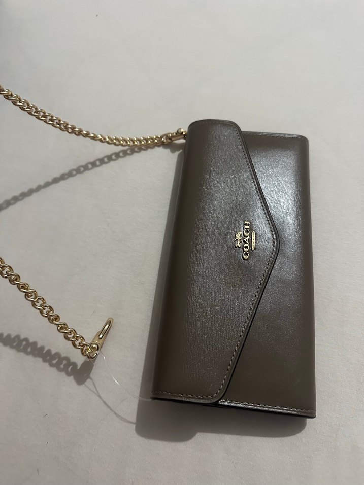 Coach Zincir Detaylı Kahverengi Deri Kadın Çanta - Görsel 5