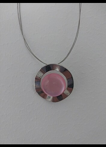 minimal pembe taşlı kolye