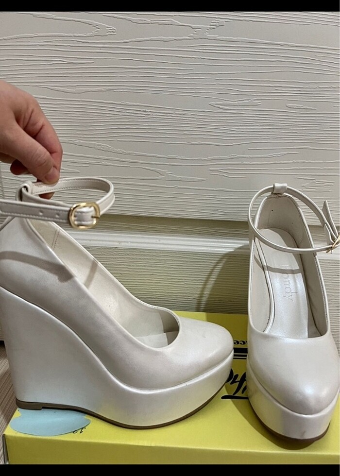 Yüksek dolgu topuk platform ayakkabı sedef cilt - Görsel 4