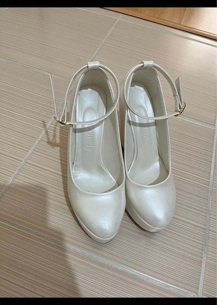 Yüksek dolgu topuk platform ayakkabı sedef cilt - Görsel 3