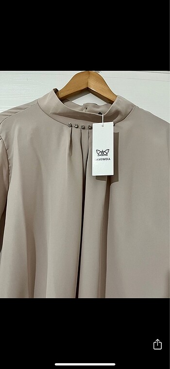 Taş detaylı tunik bej - Görsel 5