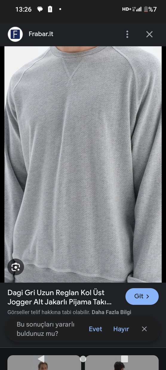 Dagi Gri Uzun Kollu Reglan Kol Erkek Pijama üstü - Görsel 2