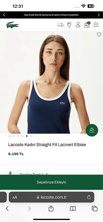 s Beden lacivert Renk LACOSTE MODAL ELBİSE
