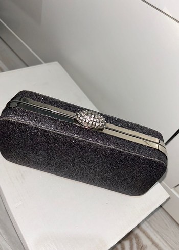 Kadın Siyah simli Desenli Abiye Portföy Çanta - Görsel 3