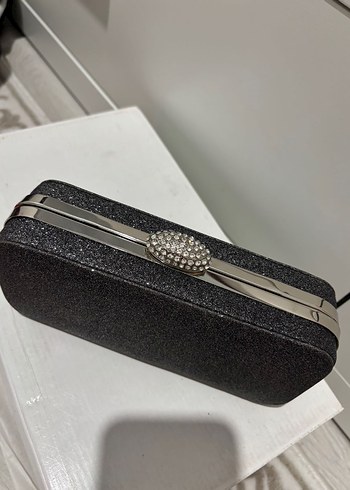 Kadın Siyah simli Desenli Abiye Portföy Çanta - Görsel 4