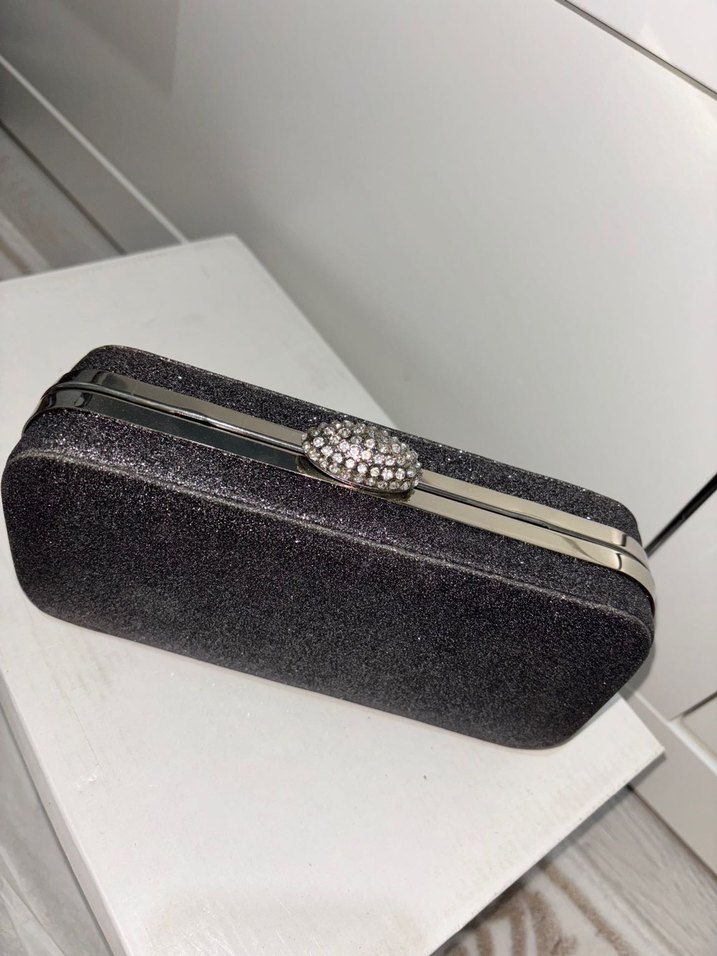 Kadın Siyah simli Desenli Abiye Portföy Çanta - Görsel 3