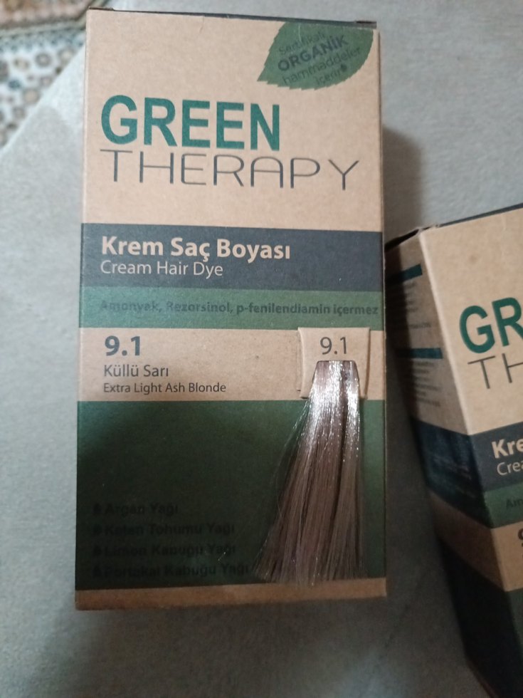 Green Therapy Krem Saç Boyası 9.1 Extra Açık Küllü Sarı - Görsel 2
