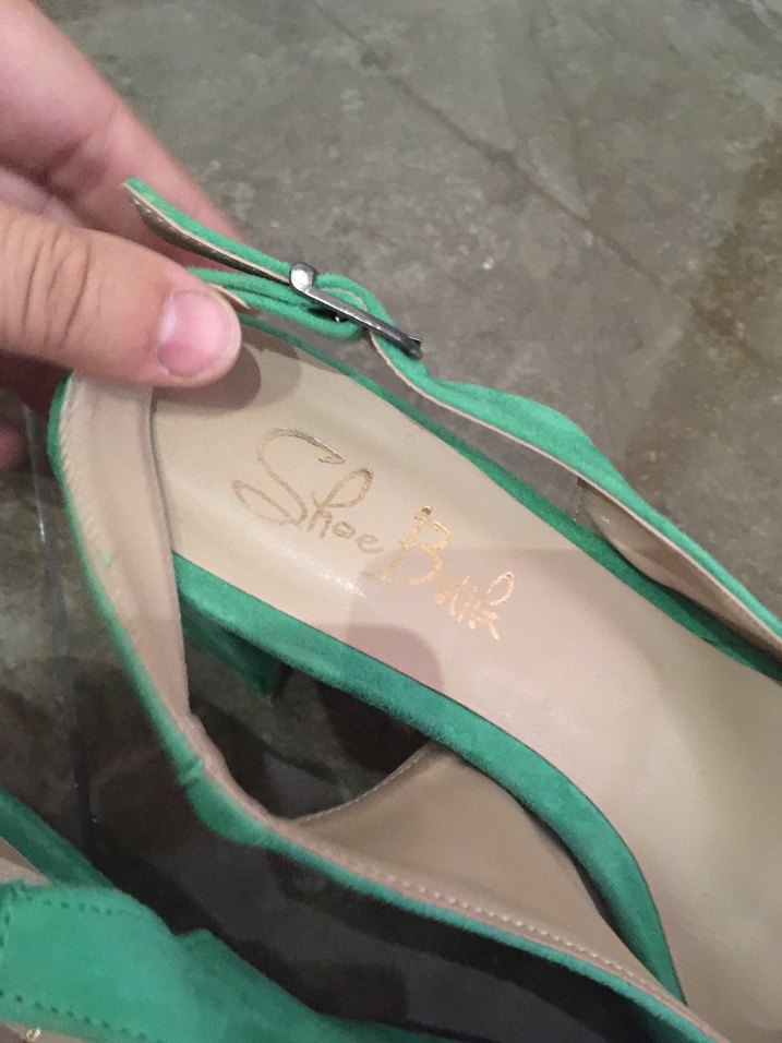 Yeşil Süet Tokalı Kadın Topuklu Ayakkabı - Görsel 2