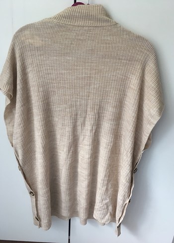 Bej Kısa Kollu Kadın Keten Kazak - Görsel 4