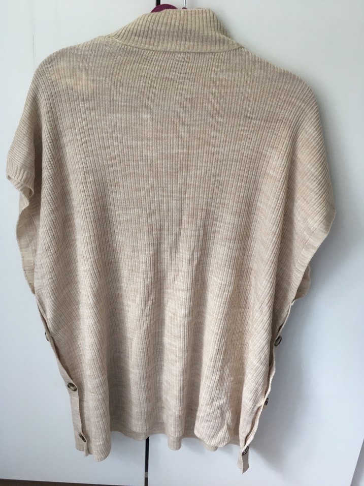 Bej Kısa Kollu Kadın Keten Kazak - Görsel 4