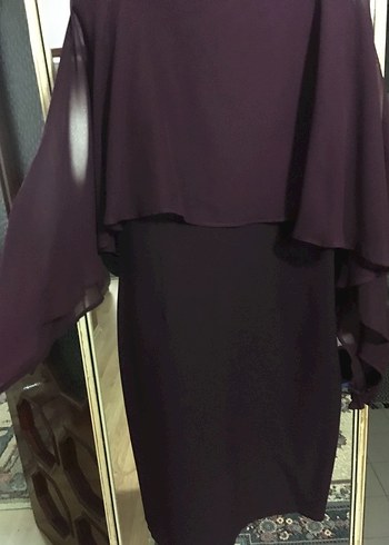 Bordo Uzun Kollu Drapeli Kadın Elbise - Görsel 3