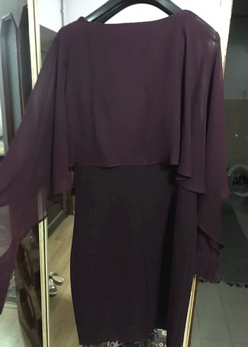 Bordo Uzun Kollu Drapeli Kadın Elbise - Görsel 6