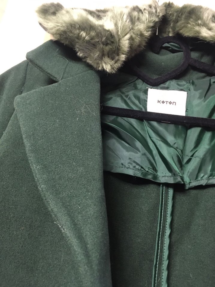 Kürk Detaylı Uzun Kollu Kadın Kaban - Görsel 3