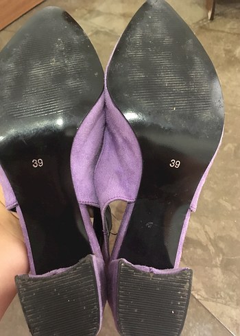 Mor Süet Tokalı Kadın Topuklu Ayakkabı - Görsel 3