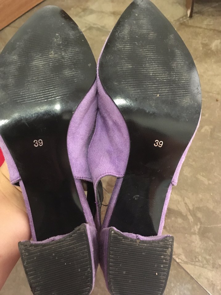 Mor Süet Tokalı Kadın Topuklu Ayakkabı - Görsel 3