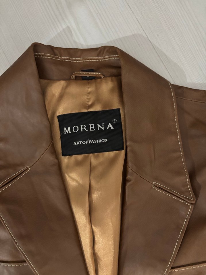 Deri Kemerli Kahverengi Kadın Ceket - Görsel 2