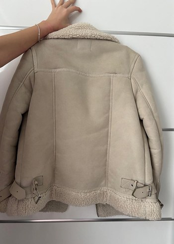 Bej Süet Kürklü Midi Kadın Ceket - Görsel 2