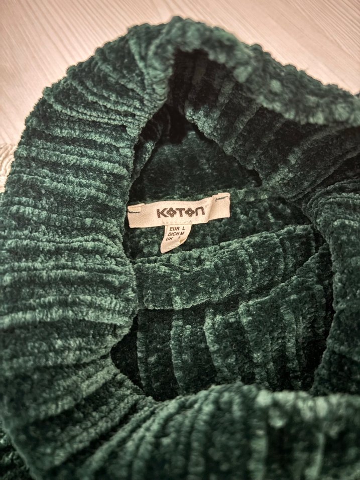 Yeşil Kadın Boğazlı Triko Kazak - Görsel 2