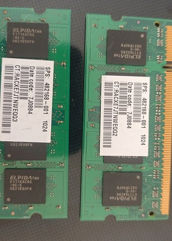 Beden 2 adet Elpida 1GB DDR2 PC2-6400S RAM Modülleri