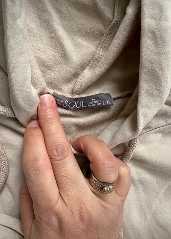 Bej Kapüşonlu Kadın Sweatshirt - Görsel 7