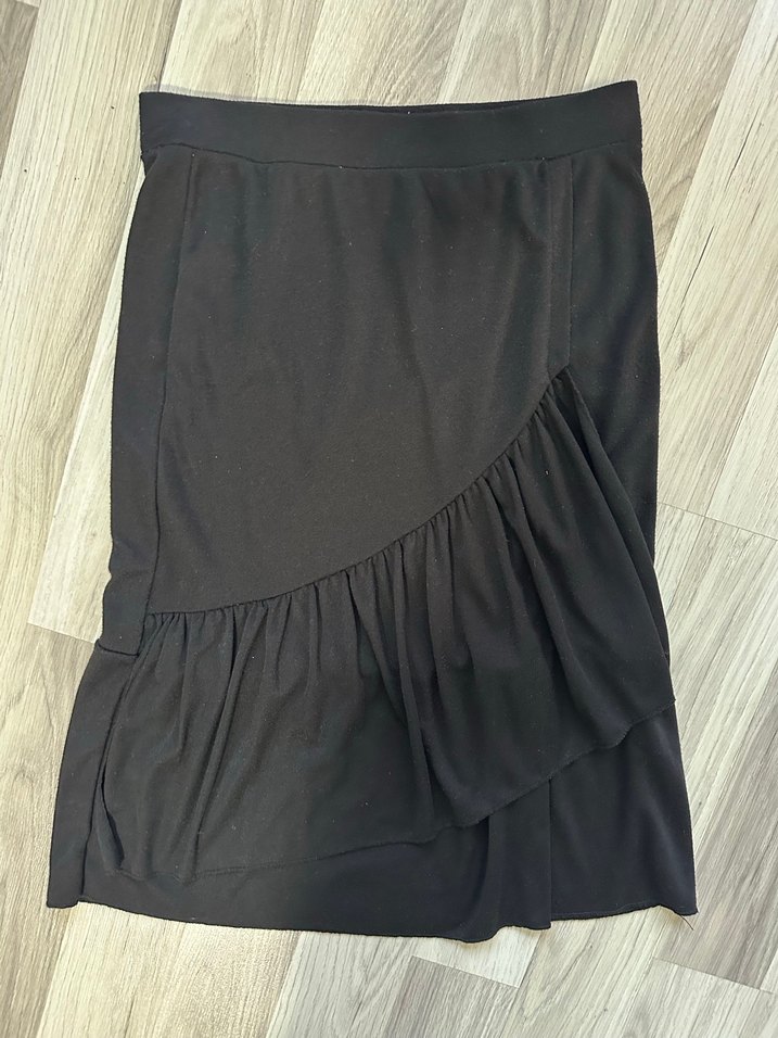 Siyah Fırfırlı Midi Etek - Görsel 2