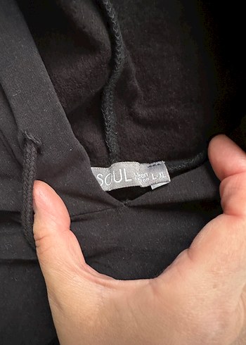 Kadın siyah Kapüşonlu Rahat Kesim Sweatshirt - Görsel 4