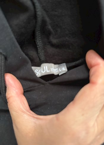 Kadın siyah Kapüşonlu Rahat Kesim Sweatshirt - Görsel 3