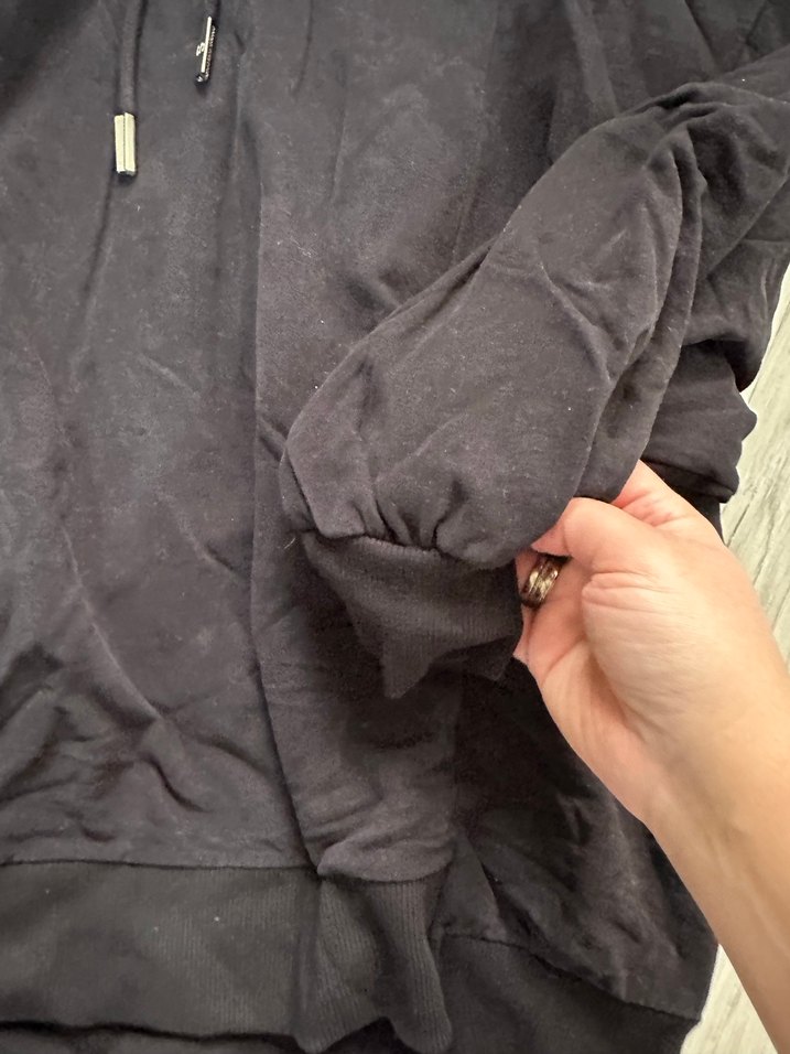 Kadın siyah Kapüşonlu Rahat Kesim Sweatshirt - Görsel 2