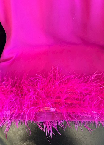 Pembe Kısa Tüylü Mini Elbise - Görsel 5