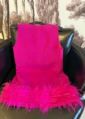 Pembe Kısa Tüylü Mini Elbise - Görsel 8