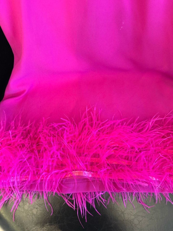 Pembe Kısa Tüylü Mini Elbise - Görsel 5