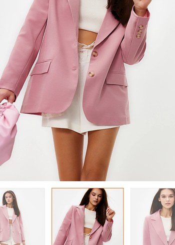 42 Beden Pembe Blazer Ceket Pantolon Takım