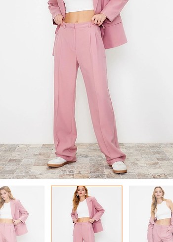 Pembe Blazer Ceket Pantolon Takım