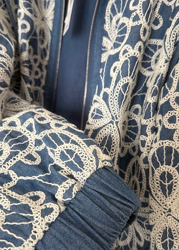 Mango pamuklu işlemeli ceket - Görsel 9