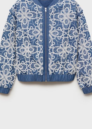 Mango pamuklu işlemeli ceket - Görsel 5