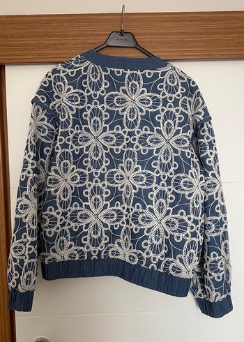 Mango pamuklu işlemeli ceket - Görsel 11