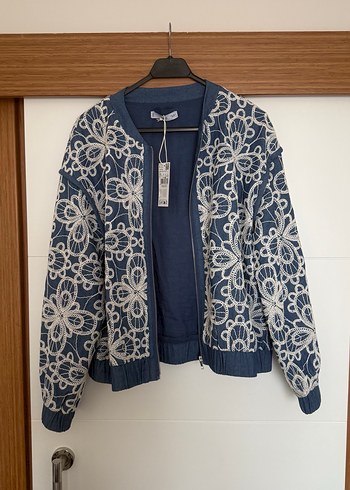 Mango pamuklu işlemeli ceket - Görsel 7