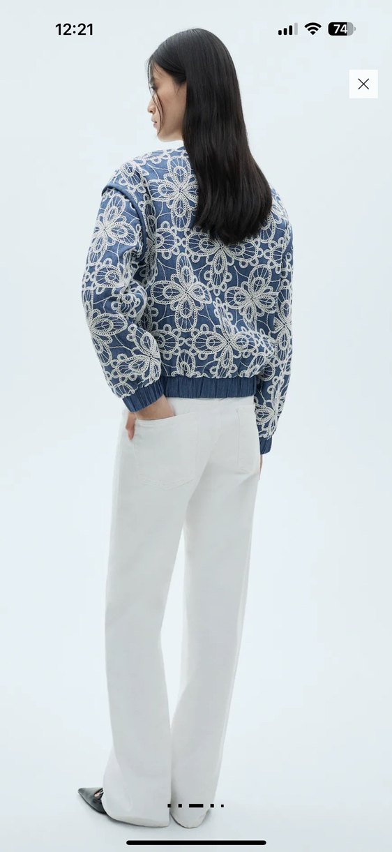 Mango pamuklu işlemeli ceket - Görsel 3