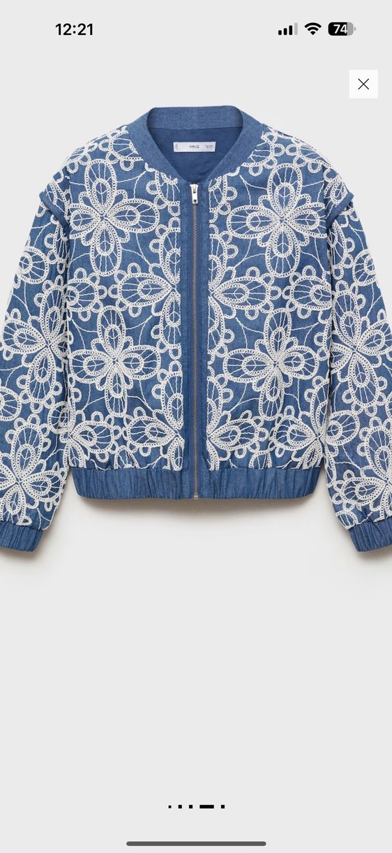 Mango pamuklu işlemeli ceket - Görsel 5